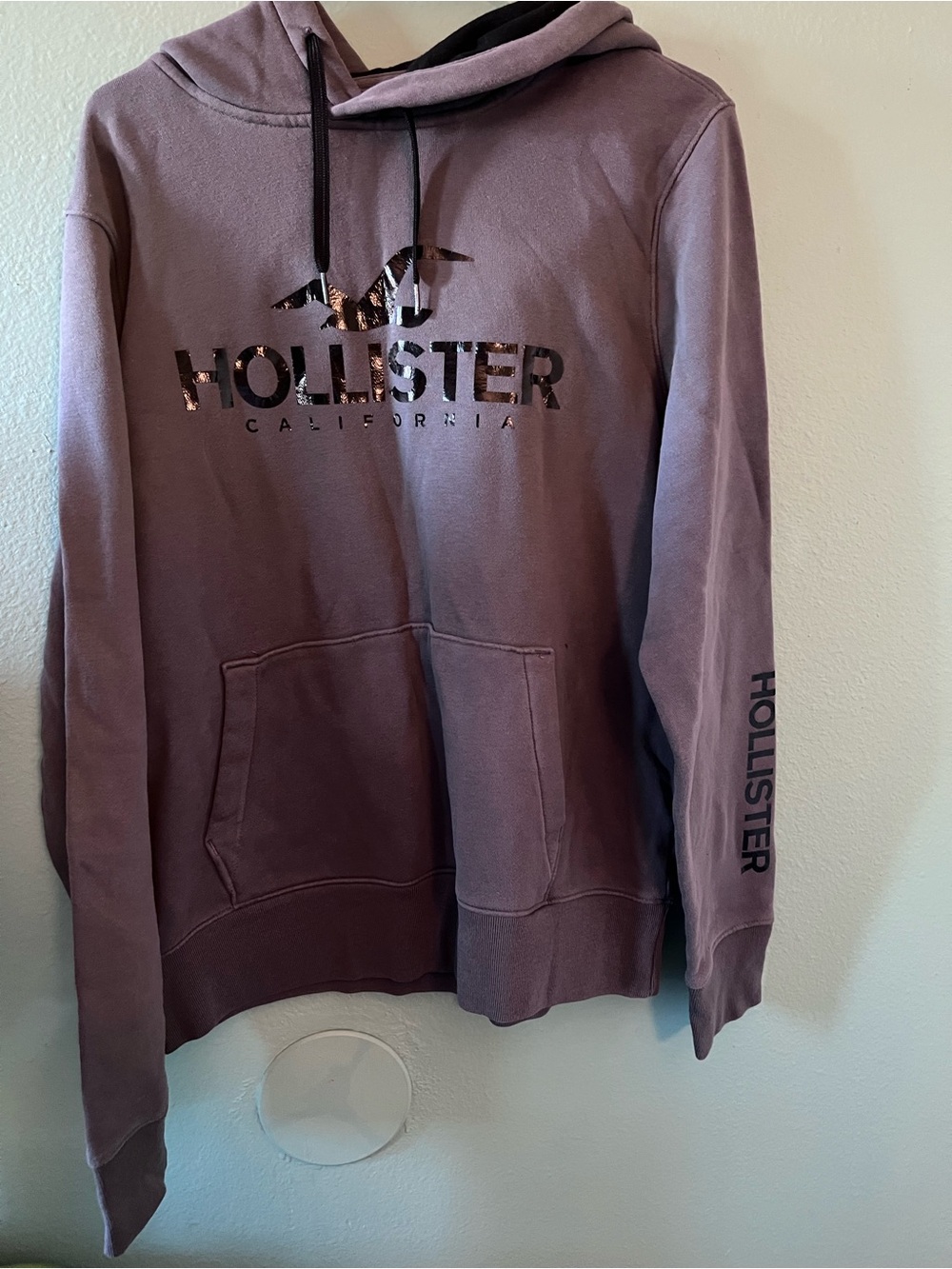 Hollister Men's Pullover Hoodie - gray with Black Logo